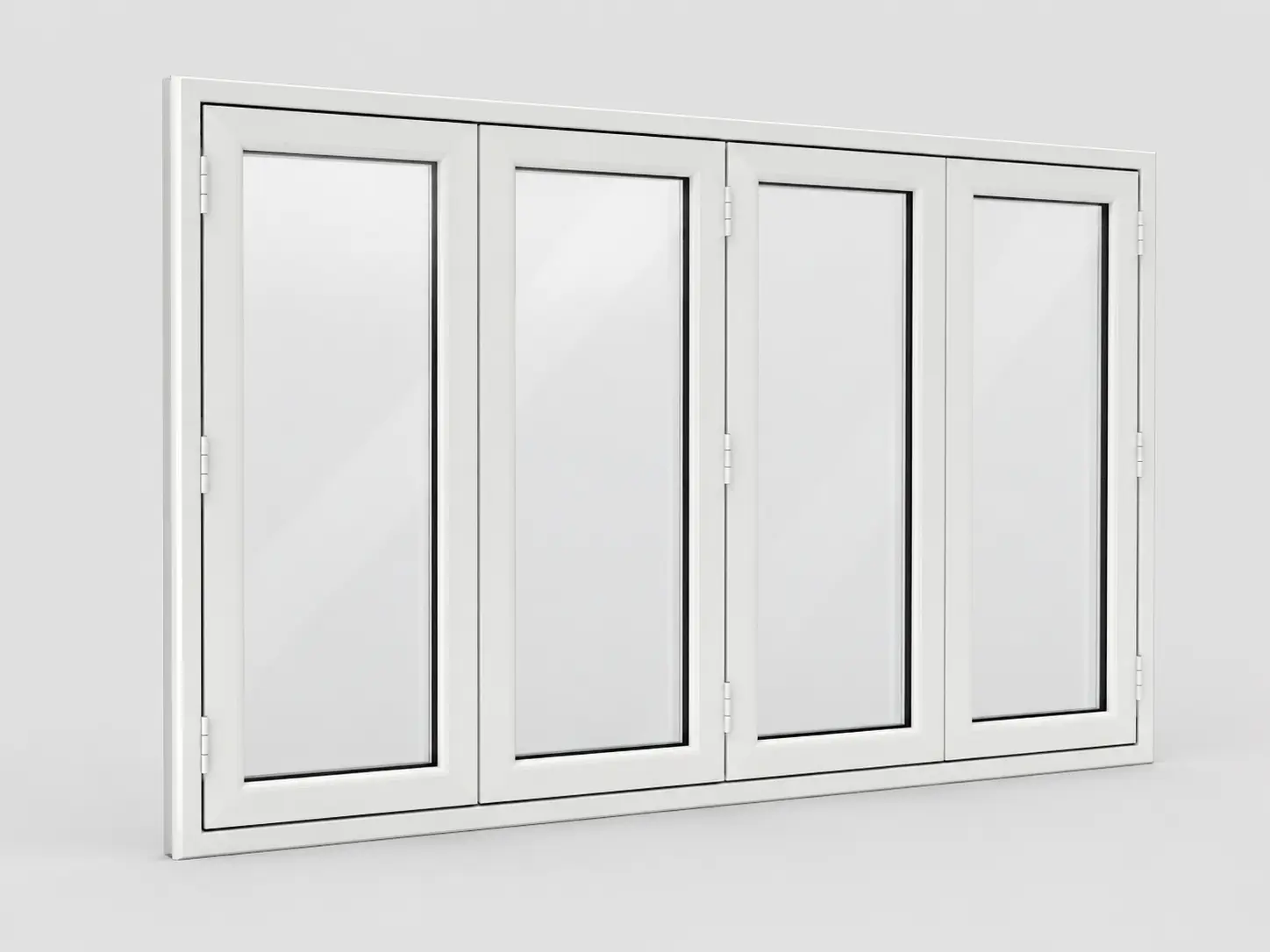 پنجره دوجداره آکاردئونی چهار لنگه UPVC