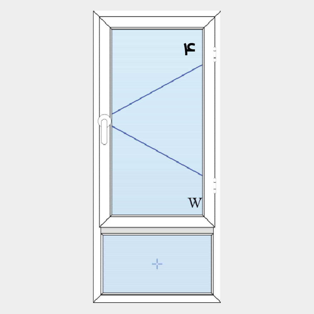 4-پنجره لولایی تک لنگه با کتیبه پایین